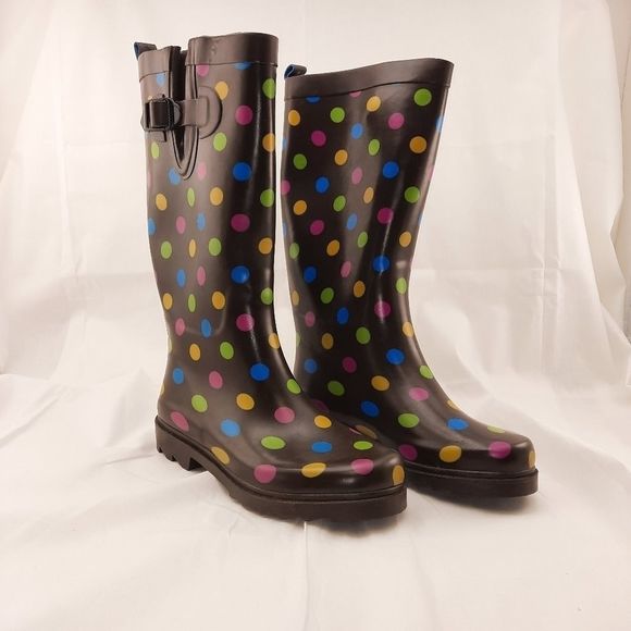 Capelli of New York Shoes - Capelli of New York rubber boots polka dots brown pastels size 7 women's rain